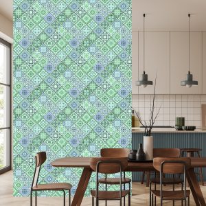Papier Peint Mosaïque Abstraite Dans Les Tons De Vert – Image 4
