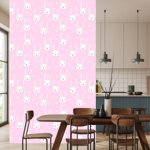 Papier Peint Pour Les Enfants - Lapins Blancs Et Coeurs – Image 4