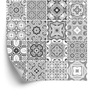 Papier Peint Mosaïque Décorative Dans Les Tons De Gris – Image 2