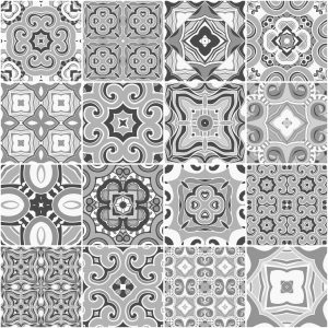 Papier Peint Mosaïque Décorative Dans Les Tons De Gris – Image 1
