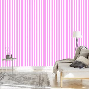 Papier Peint Rayures Verticales Blanches Et Roses – Image 3