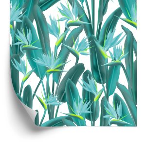 Papier Peint Belles Feuilles Et Fleurs Exotiques – Image 2