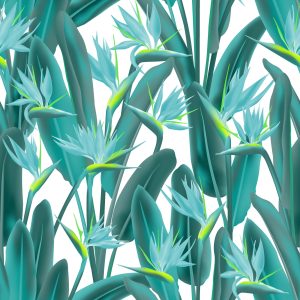 Papier Peint Belles Feuilles Et Fleurs Exotiques – Image 1