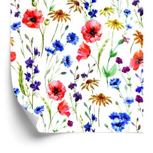 Papier Peint Coquelicots, Bleuets Et Camomille – Image 2