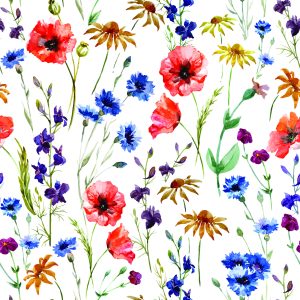Papier Peint Coquelicots, Bleuets Et Camomille – Image 1