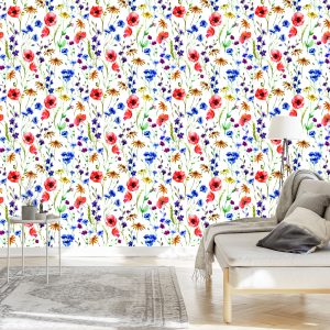 Papier Peint Coquelicots, Bleuets Et Camomille – Image 3