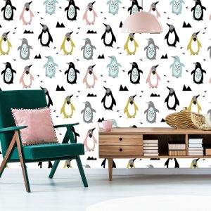 Papier Peint Pour Les Enfants - Pingouins Scandinaves Colorés – Image 6