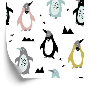 Papier Peint Pour Les Enfants - Pingouins Scandinaves Colorés – Image 2