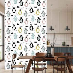 Papier Peint Pour Les Enfants - Pingouins Scandinaves Colorés – Image 4
