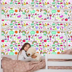 Papier Peint Pour Les Enfants - Licornes, Fruits, Bonbons Et Nuages – Image 7