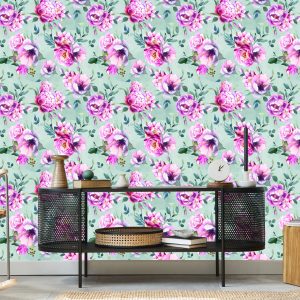 Papier Peint Pivoines Colorées Peintes À L'aquarelle – Image 5