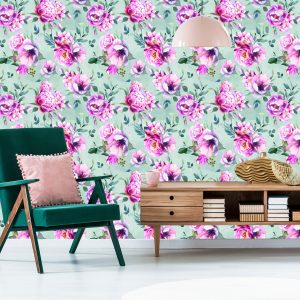 Papier Peint Pivoines Colorées Peintes À L'aquarelle – Image 6