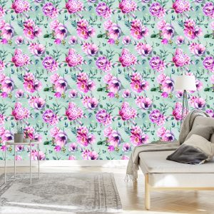 Papier Peint Pivoines Colorées Peintes À L'aquarelle – Image 3