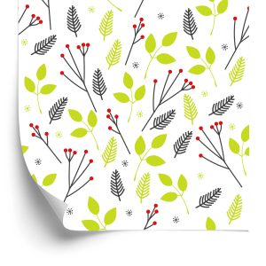 Papier Peint Pour Les Enfants - Feuilles Vertes Et Baies Rouges – Image 2