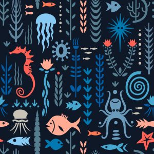 Papier Peint Pour Les Enfants - Animaux Colorés Sous-Marins – Image 1