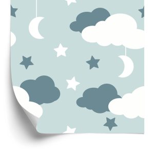 Papier Peint Pour Les Enfants - Étoiles, Nuages ​​Et Lunes – Image 2