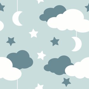 Papier Peint Pour Les Enfants - Étoiles, Nuages ​​Et Lunes – Image 1