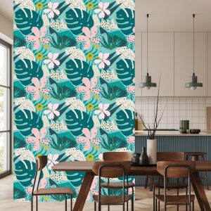Papier Peint Tropical - Feuilles Et Fleurs Colorées À La Mode – Image 4