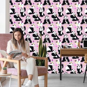 Papier Peint Pour Les Enfants - Panda Et Bonbons – Image 7