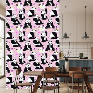 Papier Peint Pour Les Enfants - Panda Et Bonbons – Image 4