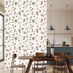 Papier Peint Pour Les Enfants - Souris, Champignons Et Fleurs – Image 4