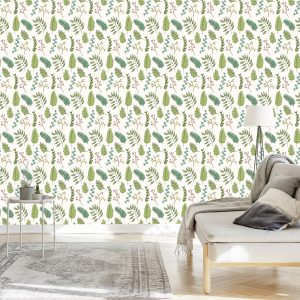 Papier Peint Pour Les Enfants - Feuilles Vertes Délicates – Image 3
