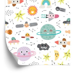 Papier Peint Pour Les Planètes, Les Étoiles, Les Fusées Et Les Satellites Des Enfants – Image 2