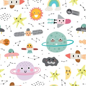 Papier Peint Pour Les Planètes, Les Étoiles, Les Fusées Et Les Satellites Des Enfants – Image 1