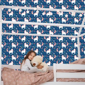Papier Peint Pour Les Enfants - Licornes Et Plantes – Image 7