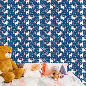 Papier Peint Pour Les Enfants - Licornes Et Plantes – Image 6