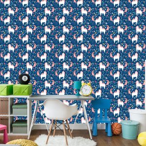 Papier Peint Pour Les Enfants - Licornes Et Plantes – Image 4