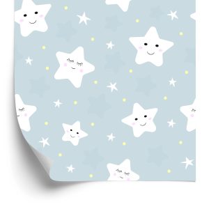 Papier Peint Pour Les Enfants - Étoiles Blanches Souriantes – Image 2