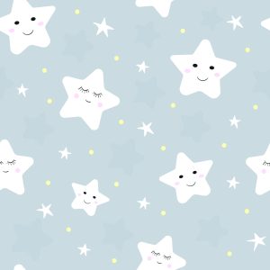 Papier Peint Pour Les Enfants - Étoiles Blanches Souriantes – Image 1