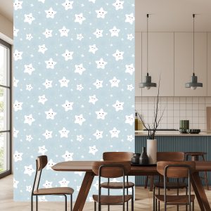 Papier Peint Pour Les Enfants - Étoiles Blanches Souriantes – Image 4