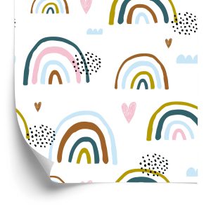 Papier Peint Pour Les Enfants - Coeurs Et Arc-En-Ciel – Image 2