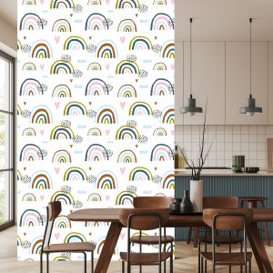 Papier Peint Pour Les Enfants - Coeurs Et Arc-En-Ciel – Image 4