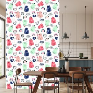 Papier Peint Pour Les Enfants - Chats Et Arc-En-Ciel Dans Le Style Scandinave – Image 4