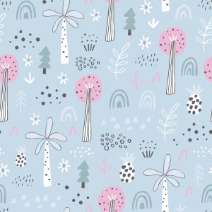 Papier Peint Pour Les Enfants - Une Jungle Colorée Dans Le Style Scandinave – Image 1