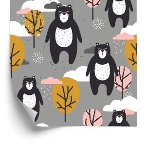 Papier Peint Pour Les Enfants - Ours En Peluche, Nuages ​​Et Arbres – Image 2