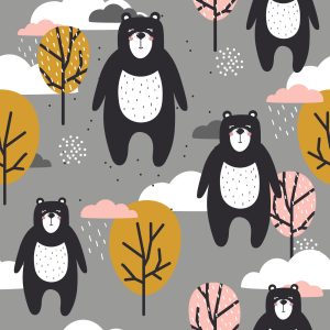 Papier Peint Pour Les Enfants - Ours En Peluche, Nuages ​​Et Arbres – Image 1