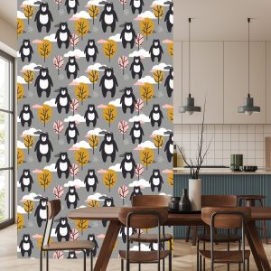Papier Peint Pour Les Enfants - Ours En Peluche, Nuages ​​Et Arbres – Image 4