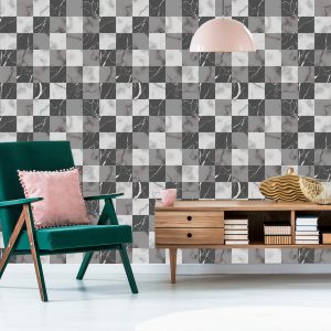 Papier Peint Treillis Gris Moderniste À Motif De Marbre – Image 6