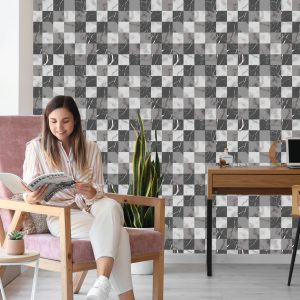 Papier Peint Treillis Gris Moderniste À Motif De Marbre – Image 7