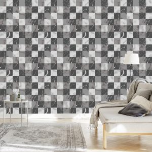 Papier Peint Treillis Gris Moderniste À Motif De Marbre – Image 3