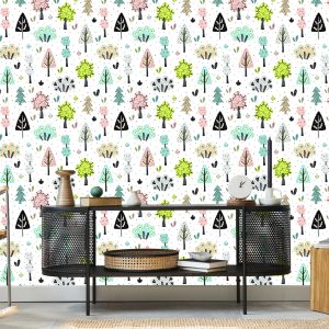 Papier Peint Pour Les Enfants - Une Belle Forêt Dans Le Style Scandinave – Image 5