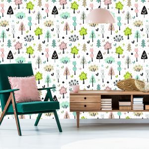Papier Peint Pour Les Enfants - Une Belle Forêt Dans Le Style Scandinave – Image 6