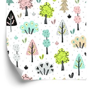 Papier Peint Pour Les Enfants - Une Belle Forêt Dans Le Style Scandinave – Image 2