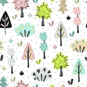 Papier Peint Pour Les Enfants - Une Belle Forêt Dans Le Style Scandinave – Image 1