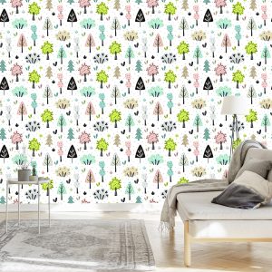Papier Peint Pour Les Enfants - Une Belle Forêt Dans Le Style Scandinave – Image 3