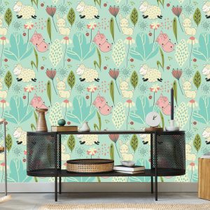 Papier Peint Pour Les Enfants - Moutons, Lapins Et Cochons Amusants – Image 5